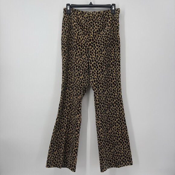 Pants - Vintage 90’s Leopard Print Velvet High Rise Flare Pants Womens Size 8